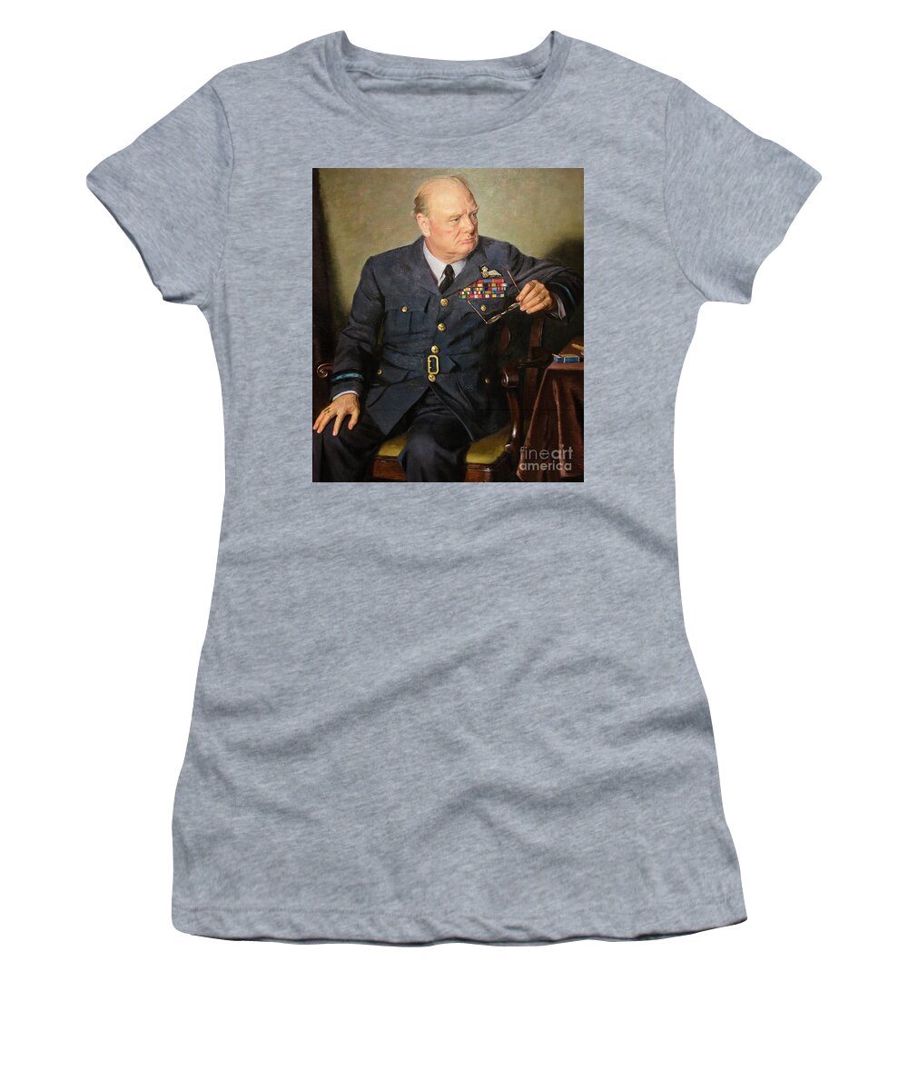 1946 Women's T-Shirt featuring the painting Winston Churchill #16 by Granger
