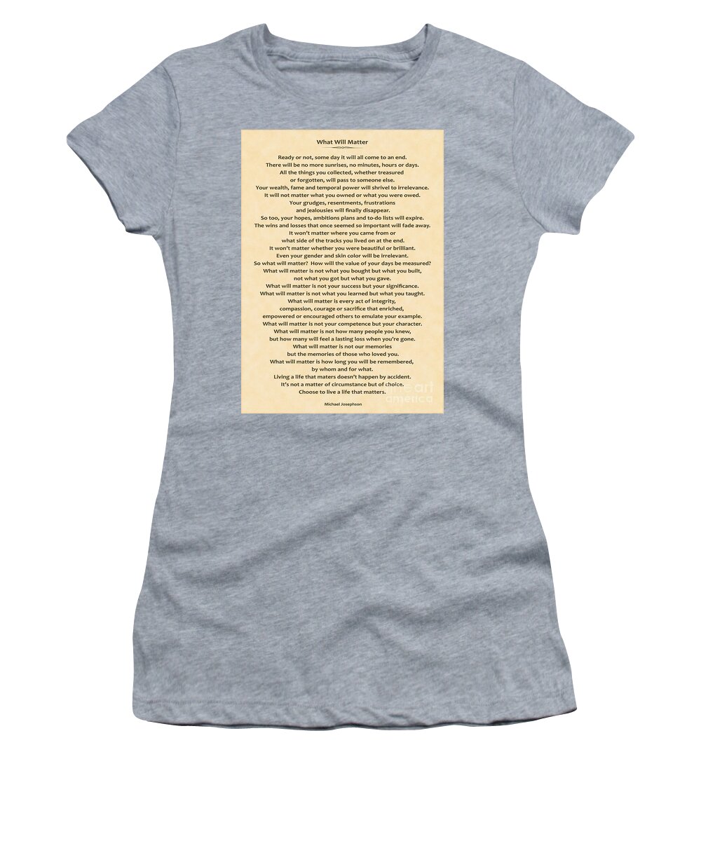 What Will Matter Women's T-Shirt featuring the photograph 161- What Will Matter by Joseph Keane