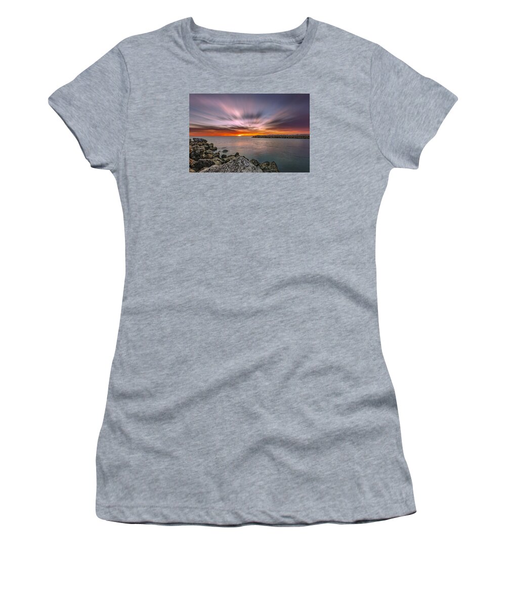 Naples Women's T-Shirt featuring the photograph Sunst over the Ocean by Peter Lakomy