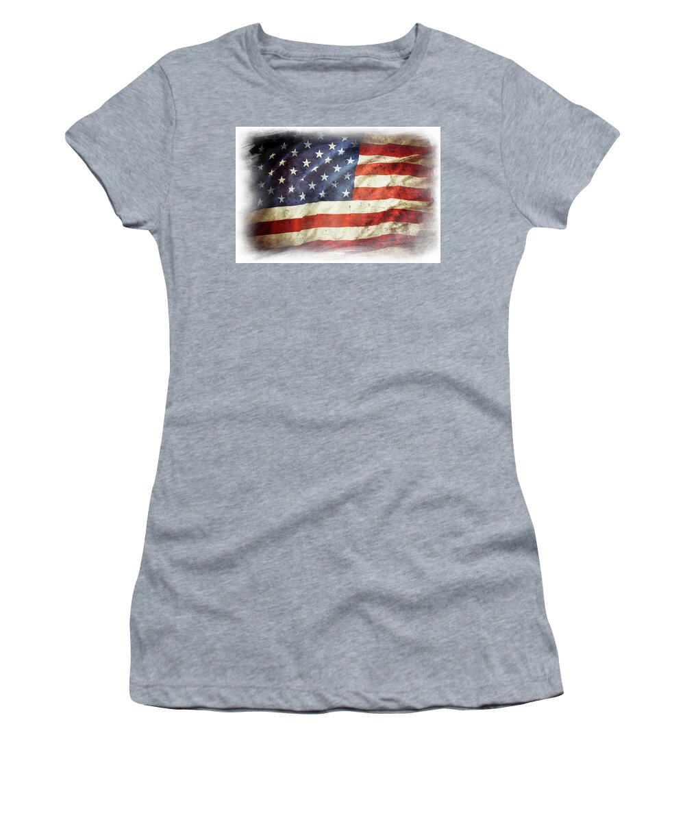 American Flag Women's T-Shirt featuring the photograph USA #17 by Les Cunliffe