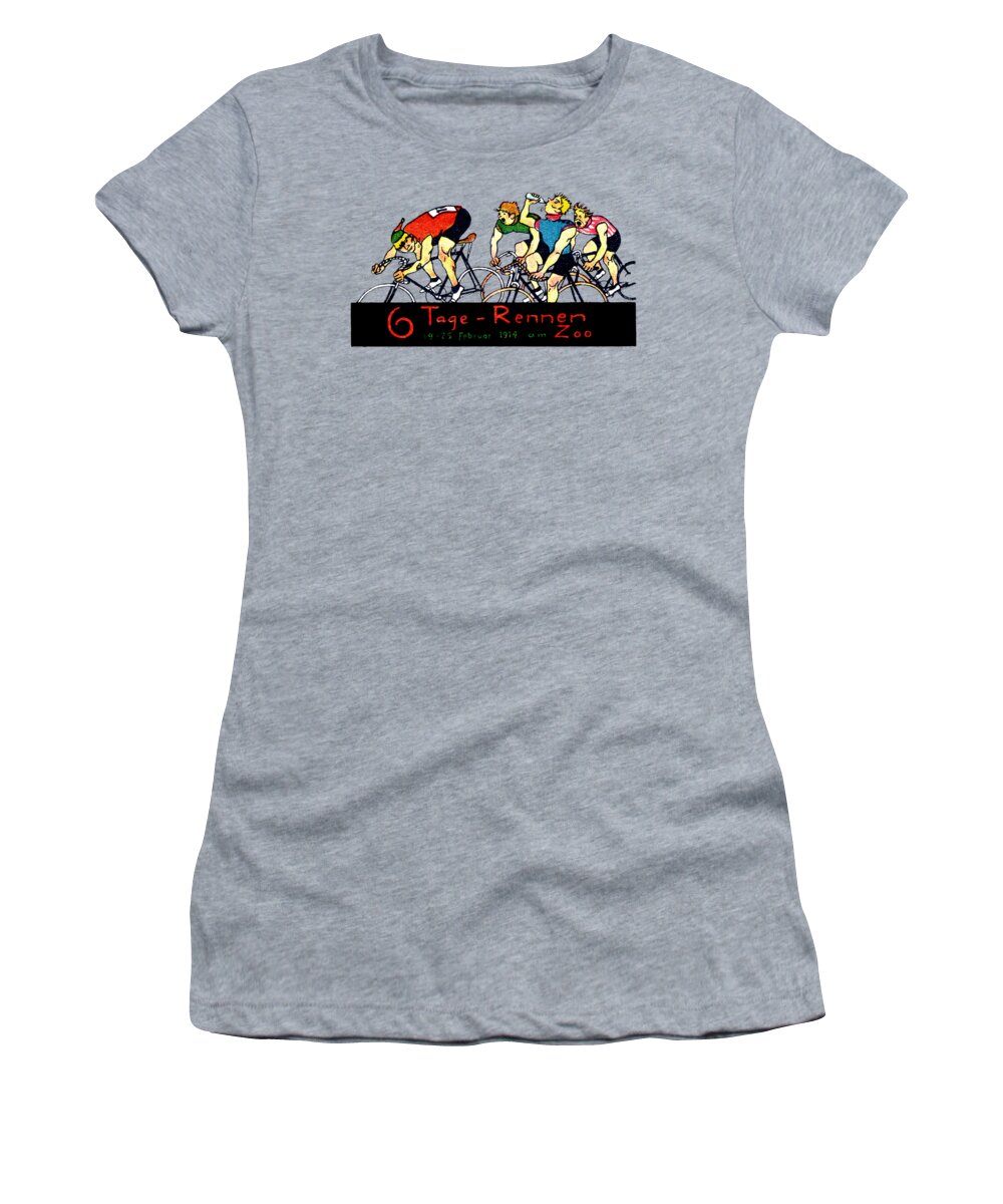  Women's T-Shirt featuring the painting 1914 Bicycle Race Poster by Historic Image