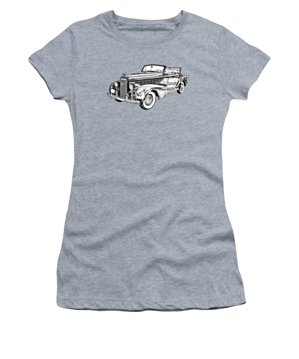 1938 Cadillac Lasalle Women's T-Shirt featuring the photograph 1938 Cadillac Lasalle Illustration by Keith Webber Jr