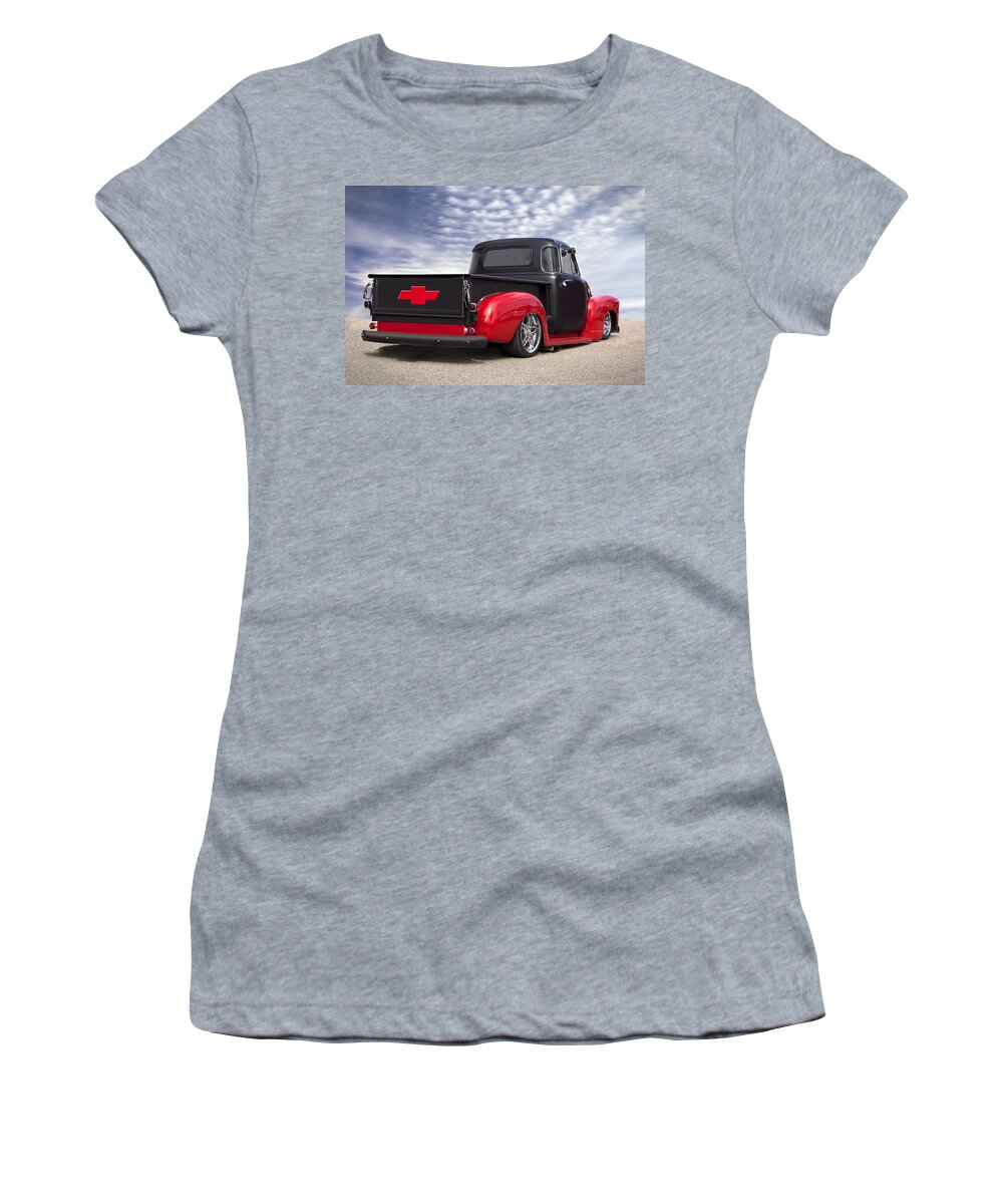 Transportation Women's T-Shirt featuring the photograph 1954 Chevy Truck Lowrider by Mike McGlothlen