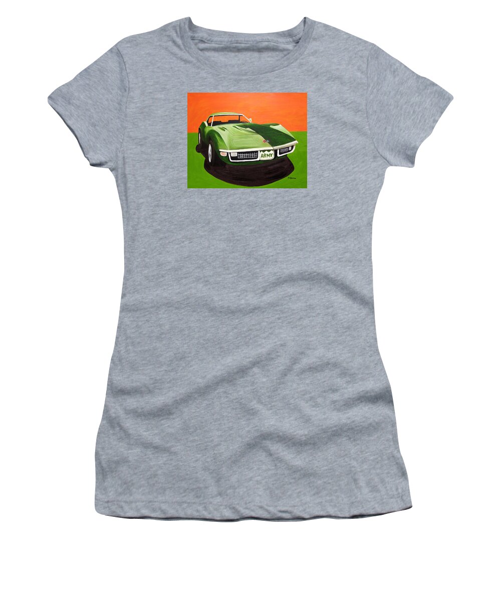 Veteran Women's T-Shirt featuring the painting 1971Stingray-Army by Dean Glorso