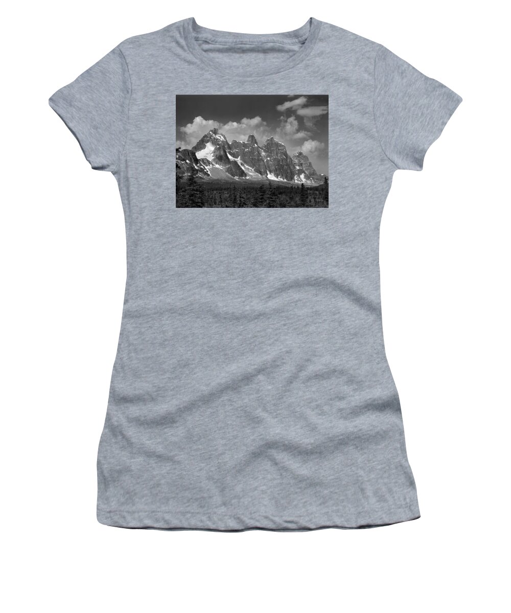 1m3855 Women's T-Shirt featuring the photograph 1M3855 Western Ramparts BW by Ed Cooper Photography