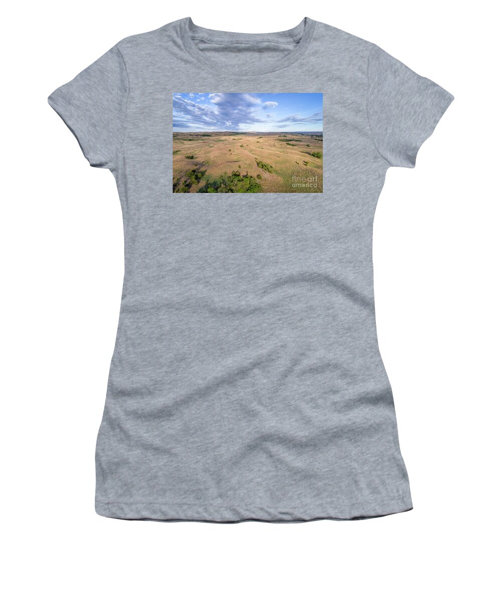 Nebraska Women's T-Shirt featuring the photograph aerial view of Nebraska Sandhills #2 by Marek Uliasz