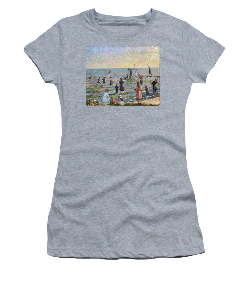 William Glackens (american Women's T-Shirt featuring the painting Bathing at Bellport #2 by William Glackens