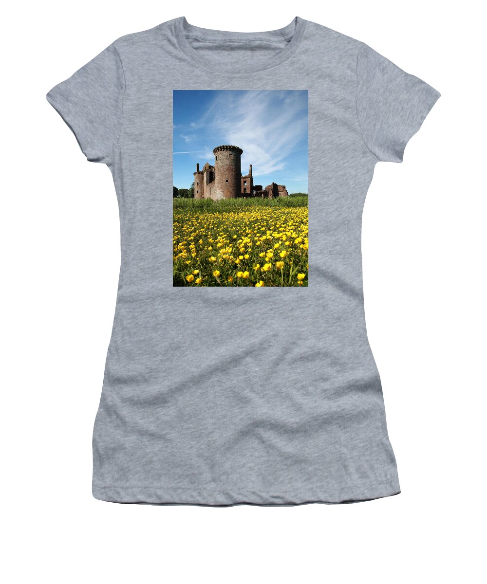 Scotland Women's T-Shirt featuring the photograph Caerlaverock Castle #3 by Maria Gaellman