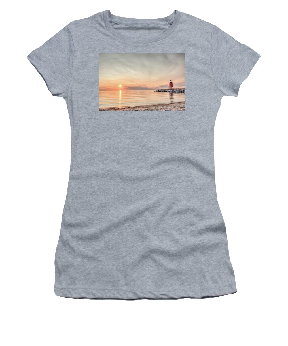 Charlevoix Women's T-Shirt featuring the photograph Charelvoix Lighthouse in Charlevoix, Michigan #2 by Peter Ciro