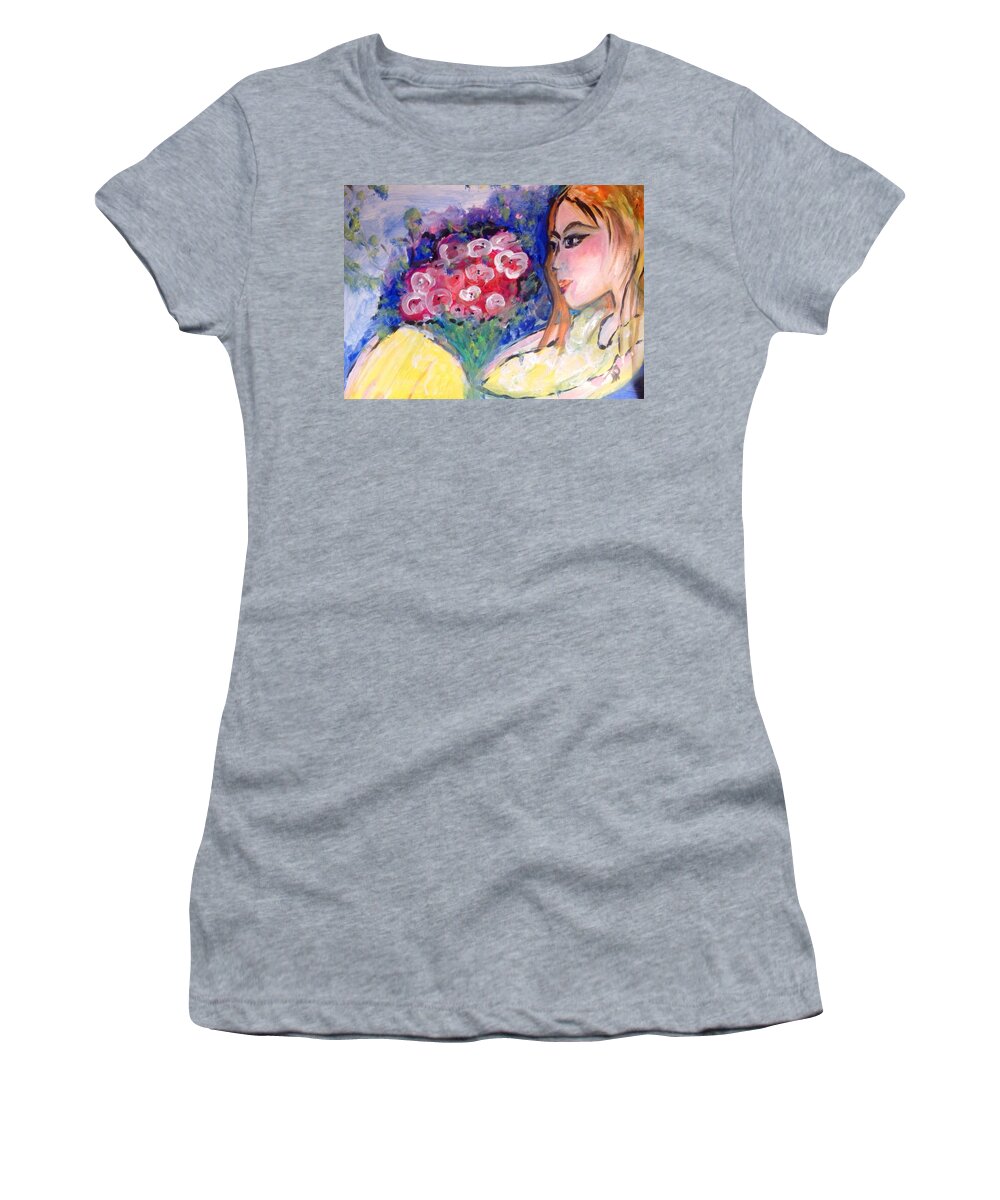 Thought Women's T-Shirt featuring the painting Deep in thought #1 by Judith Desrosiers
