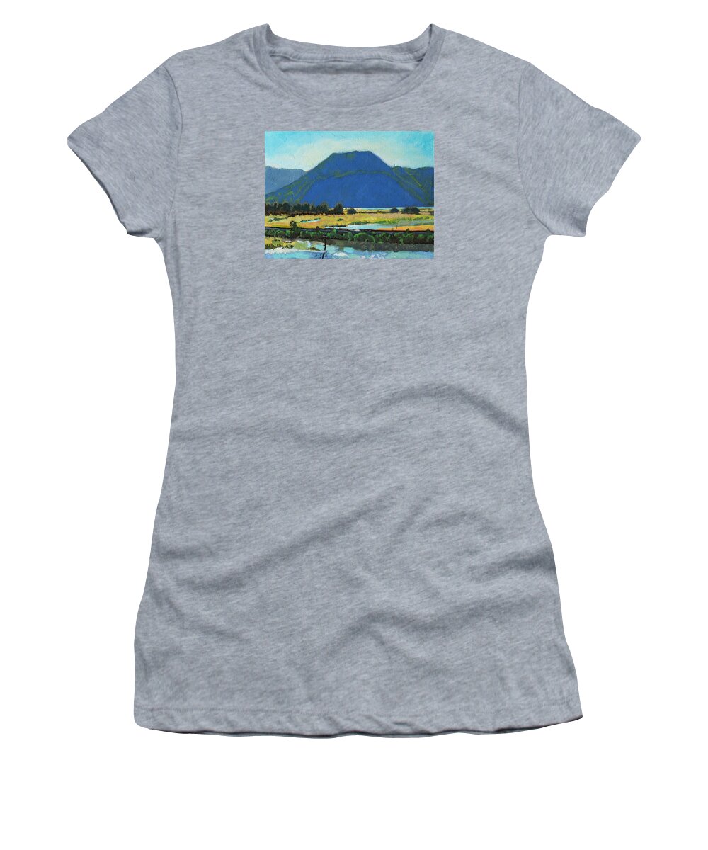 Derr Women's T-Shirt featuring the painting Derr Mountain #2 by Robert Bissett