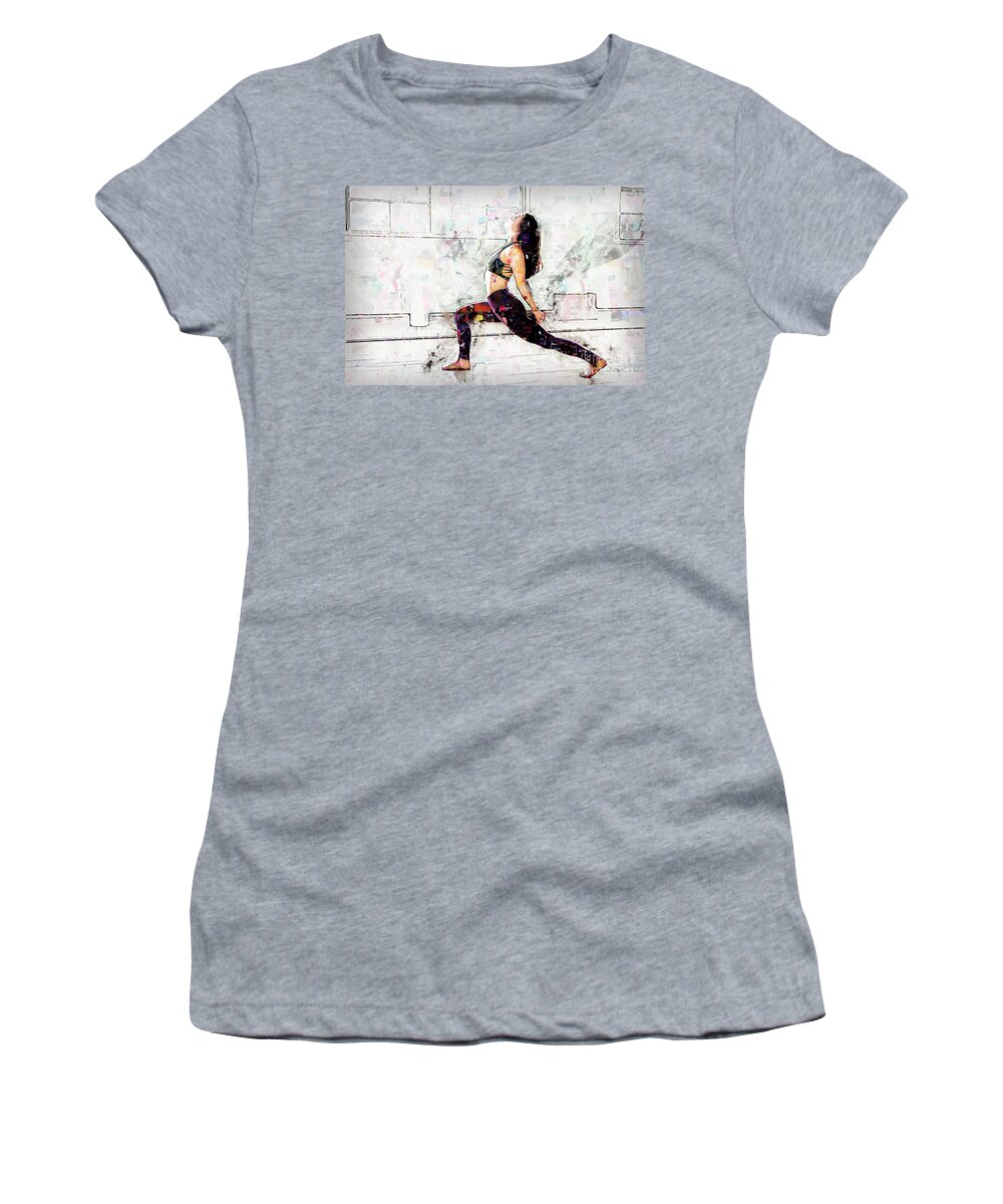 Yoga Women's T-Shirt featuring the photograph Digitally enhanced Yoga instructor #2 by Gal Eitan