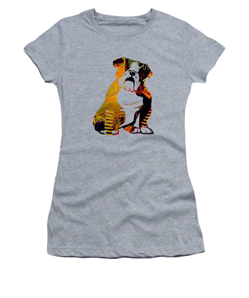 English Bulldog Women's T-Shirt featuring the mixed media English Bulldog Collection #2 by Marvin Blaine