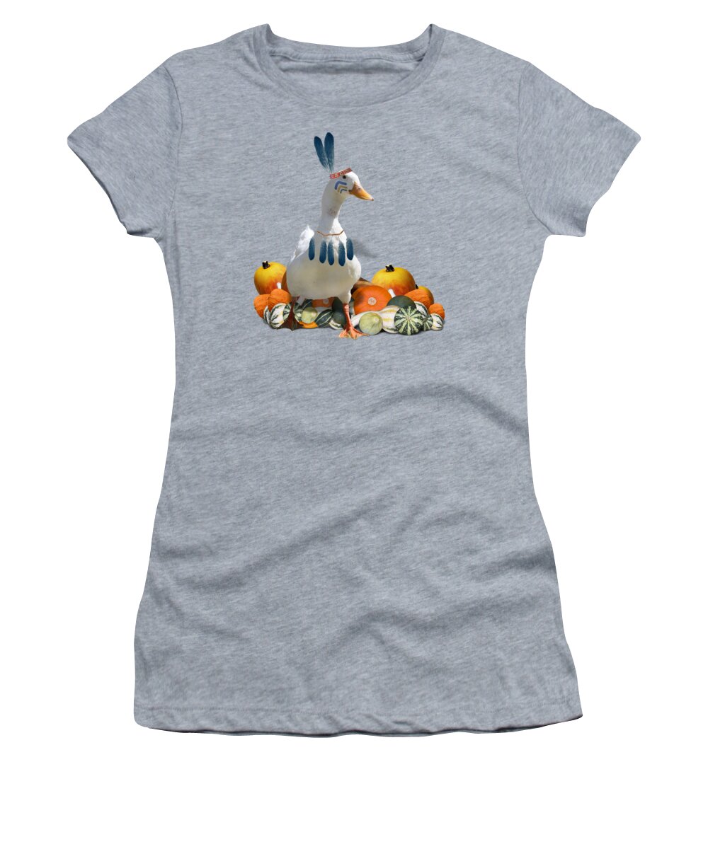 Thanksgiving Women's T-Shirt featuring the mixed media Indian Duck #1 by Gravityx9 Designs