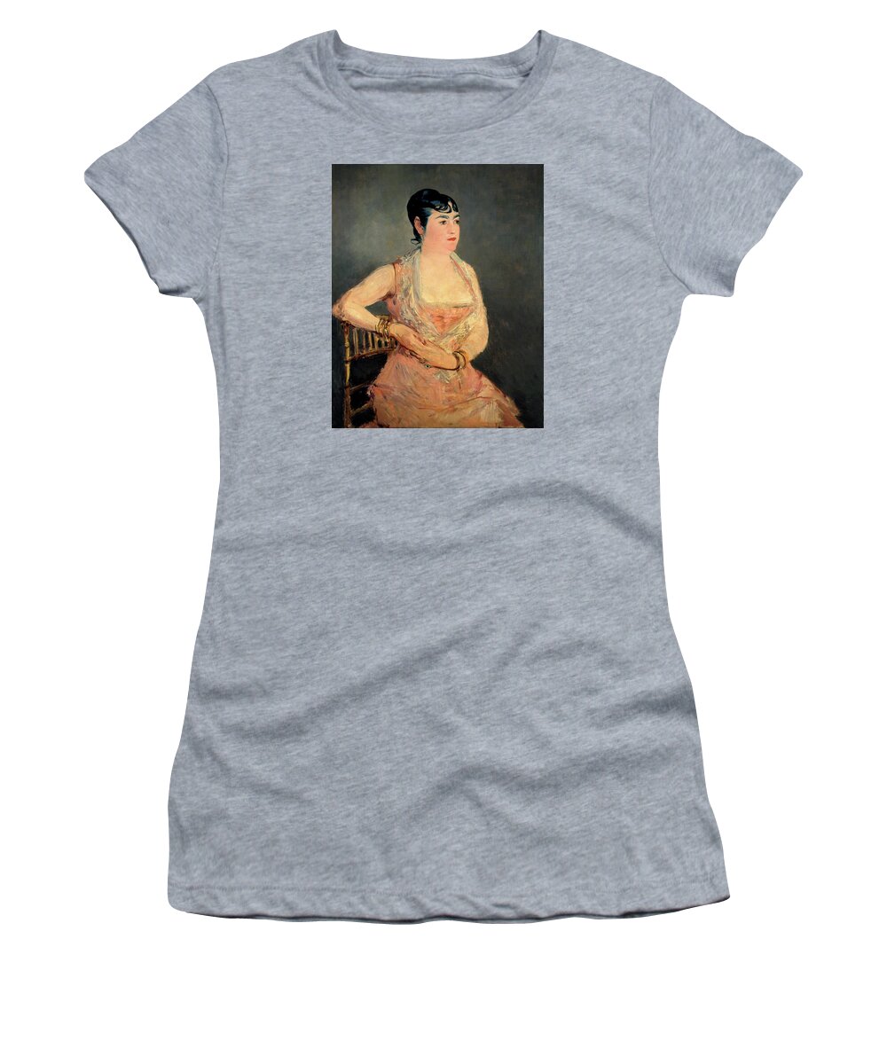 Edouard Manet Women's T-Shirt featuring the painting Lady in Pink #5 by Edouard Manet