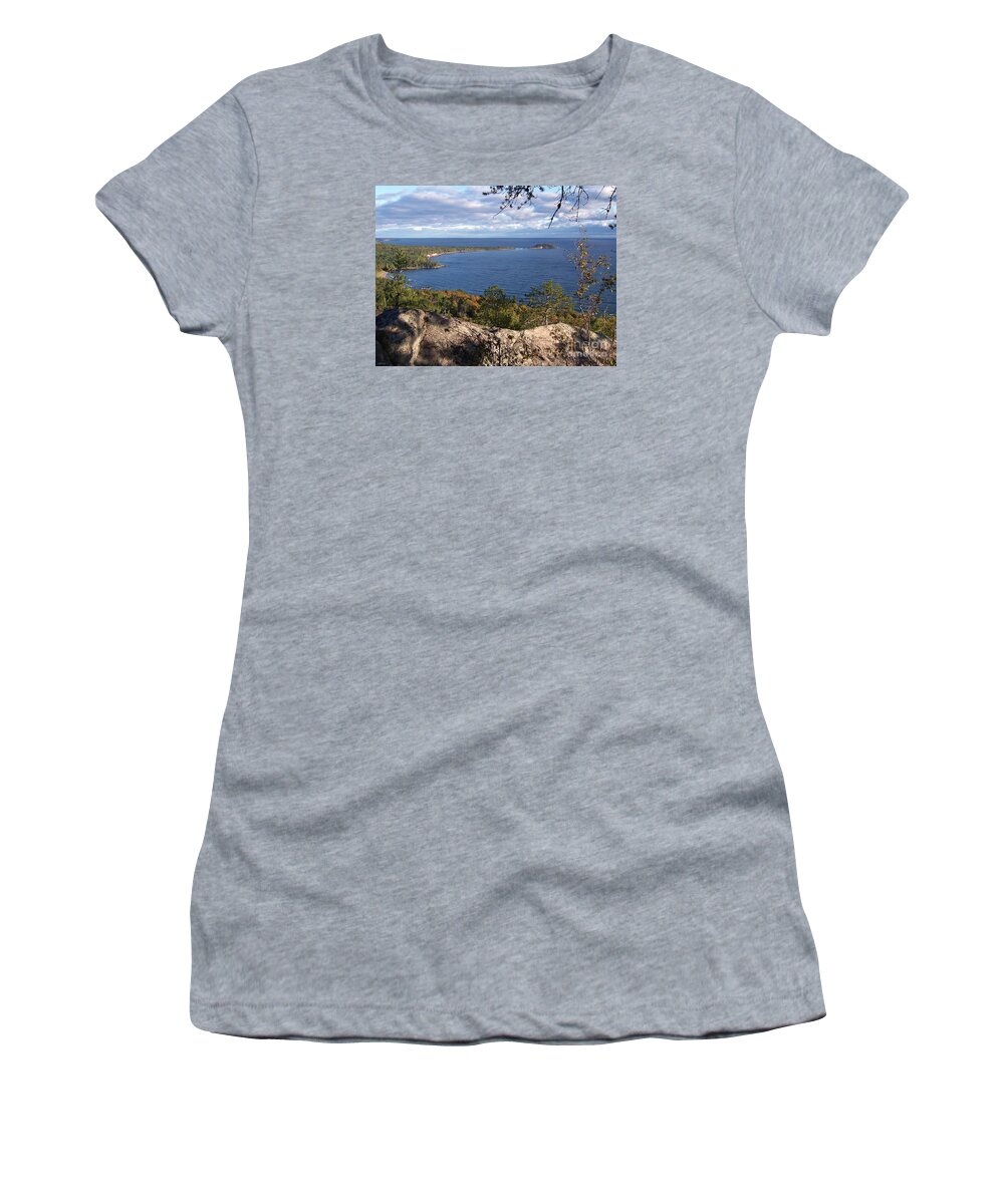 Photography Women's T-Shirt featuring the photograph Lake Superior Shoreline #1 by Phil Perkins
