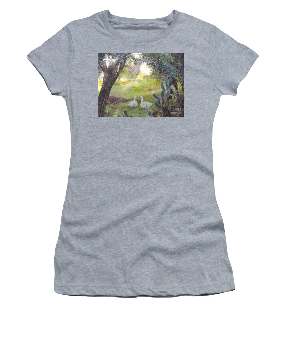 Landscape Women's T-Shirt featuring the painting Late Summer #1 by Sorin Apostolescu