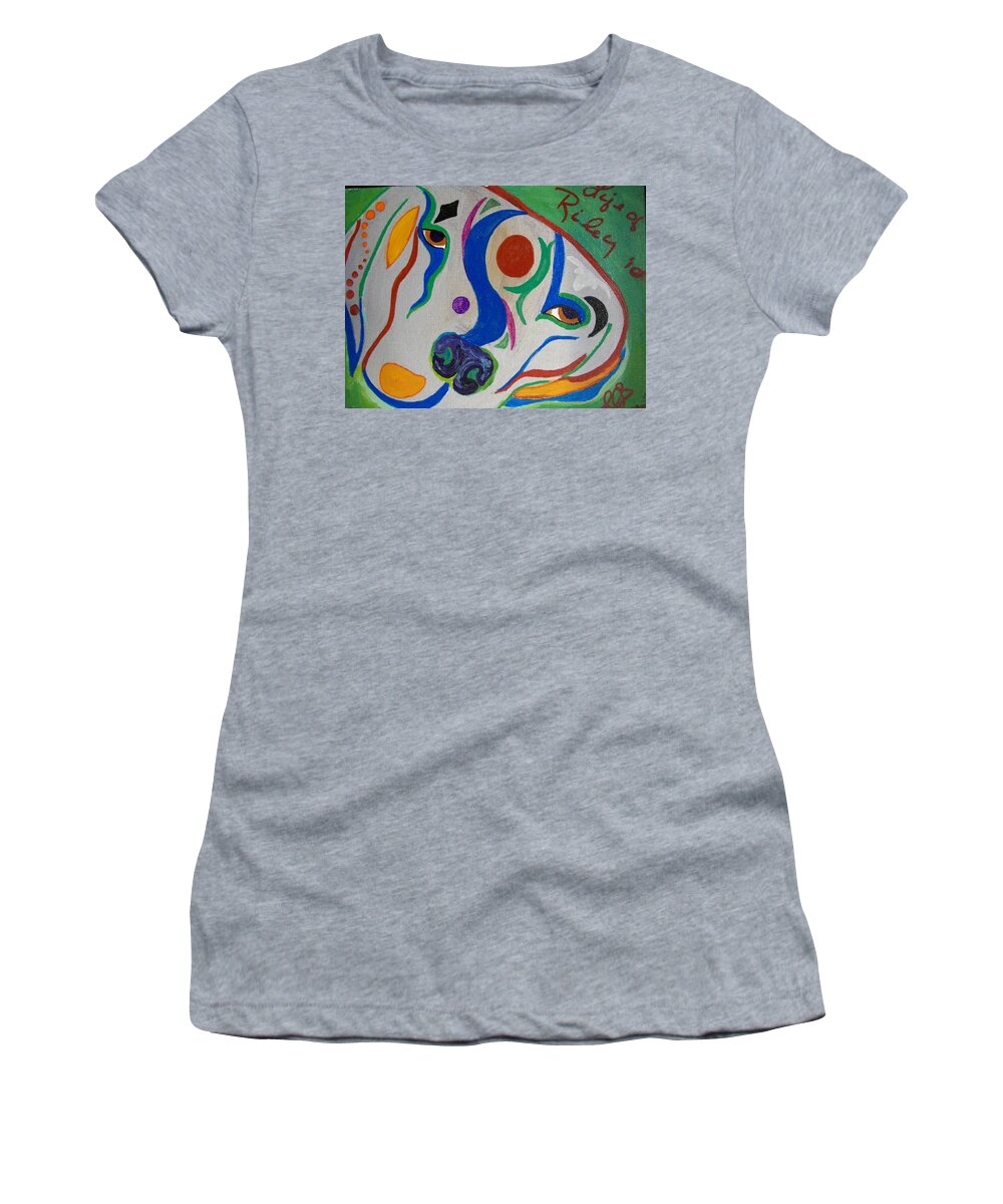 Silver Women's T-Shirt featuring the painting life of Riley #2 by Laurette Escobar