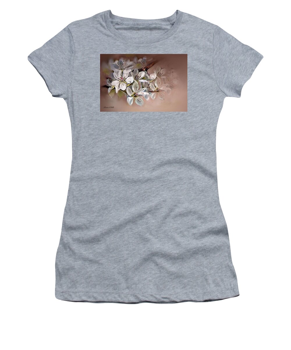 Pear Women's T-Shirt featuring the painting Oriental Pear Blossom #2 by Bonnie Willis