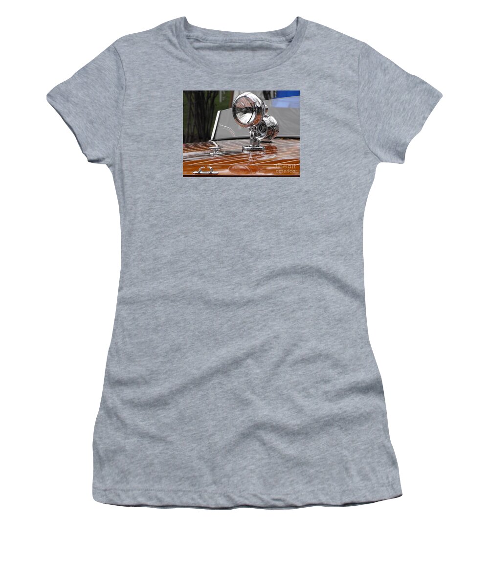 Chris Craft Women's T-Shirt featuring the photograph 1050's Outboard Runabout by Neil Zimmerman