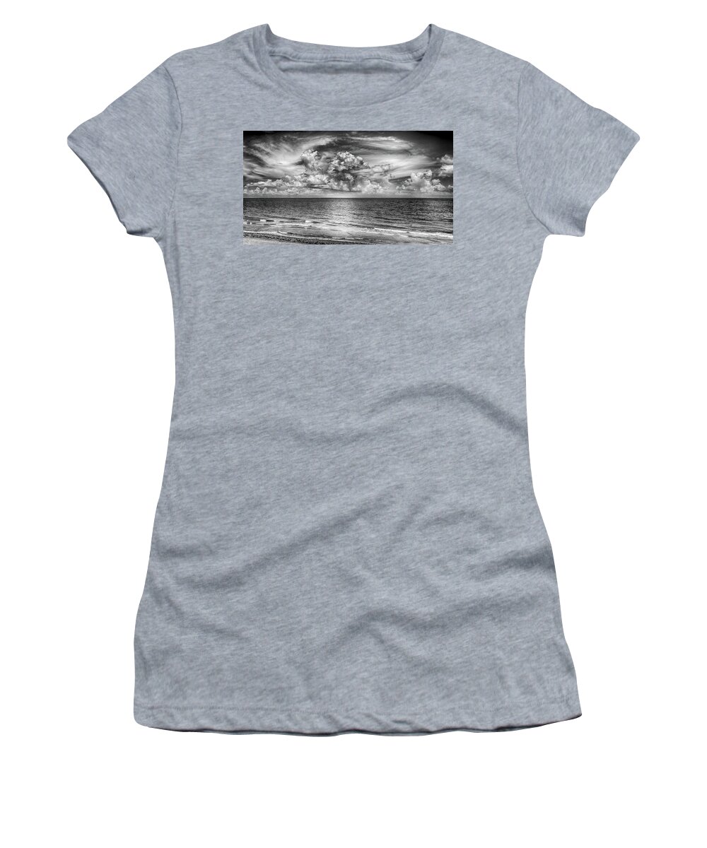 South Florida # Cloudy # Bw Sky # Colorful Sky Ocean # Palm Trees # Sunrise # Sunset# Florida Beach # Sunrise # Florida Beaches # Florida Sunrise # Florida Sunset # Sky # South Florida # Women's T-Shirt featuring the photograph South Florida #1 by Louis Ferreira