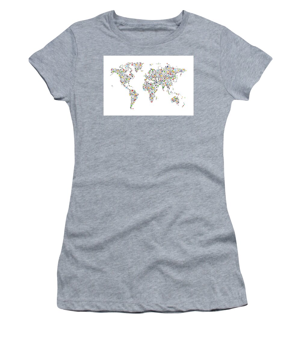World Map Women's T-Shirt featuring the digital art Stars Map of the World Map #2 by Michael Tompsett