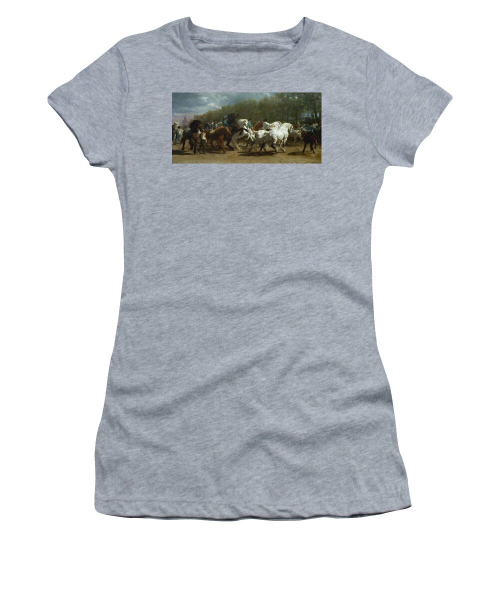 The Horse Fair Women's T-Shirt featuring the painting The Horse Fair #3 by MotionAge Designs