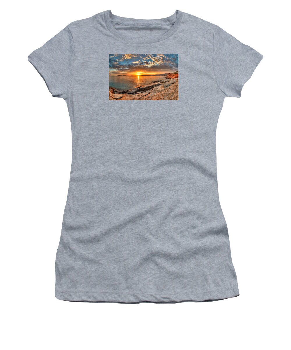 Sunset Women's T-Shirt featuring the photograph The sunset in Andros - Greece #2 by Constantinos Iliopoulos