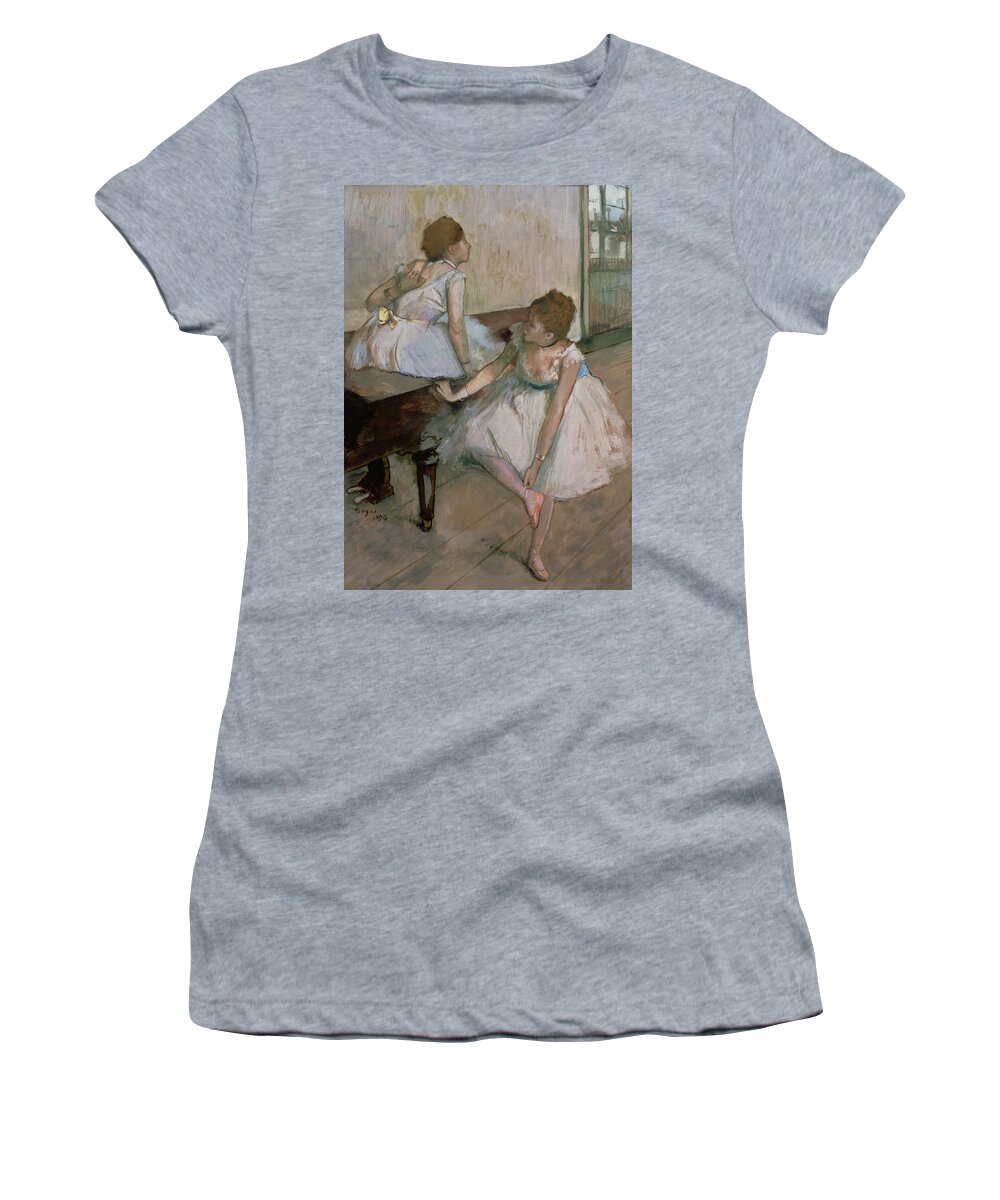 Two Dancers Resting Women's T-Shirt featuring the pastel Two Dancers Resting by Edgar Degas