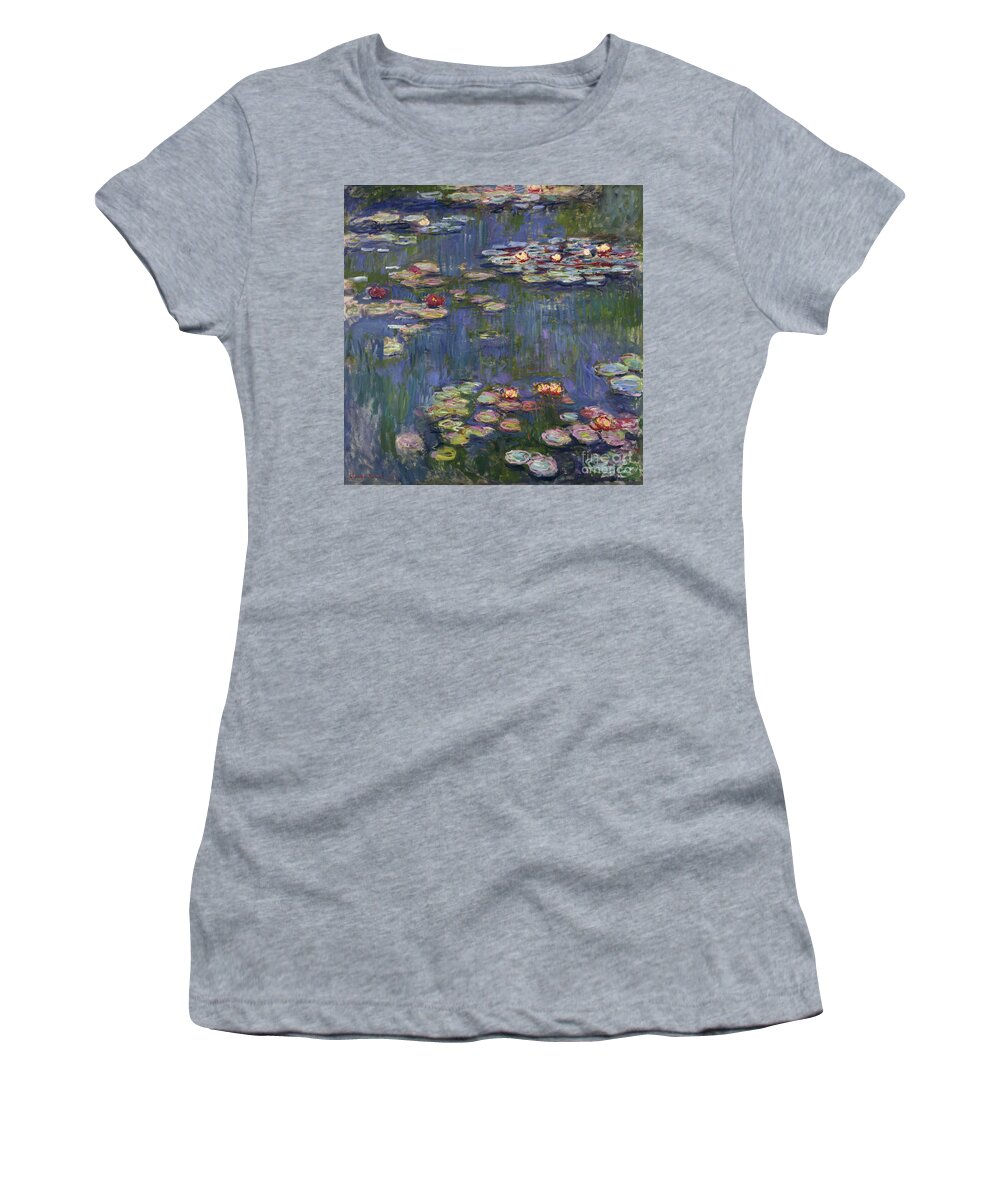 Monet Women's T-Shirt featuring the painting Water Lilies, 1916 by Claude Monet