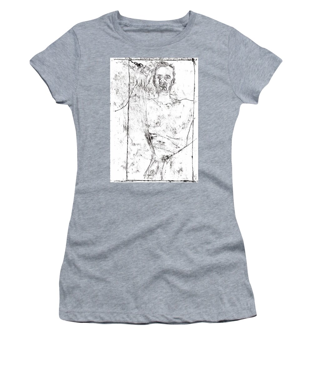 Figure Women's T-Shirt featuring the drawing Self #21 by Edgeworth Johnstone
