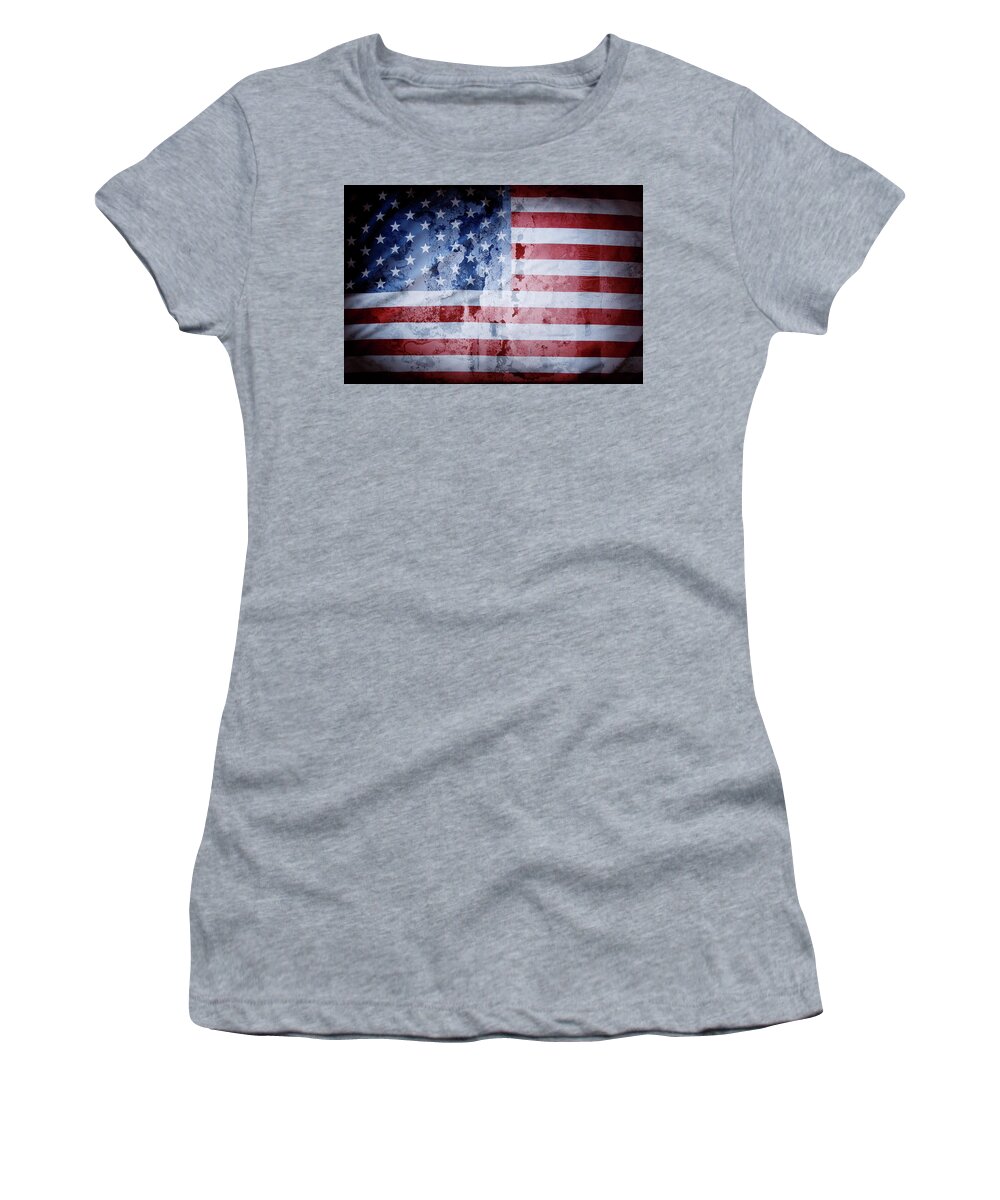 American Flag Women's T-Shirt featuring the photograph American flag 38 by Les Cunliffe