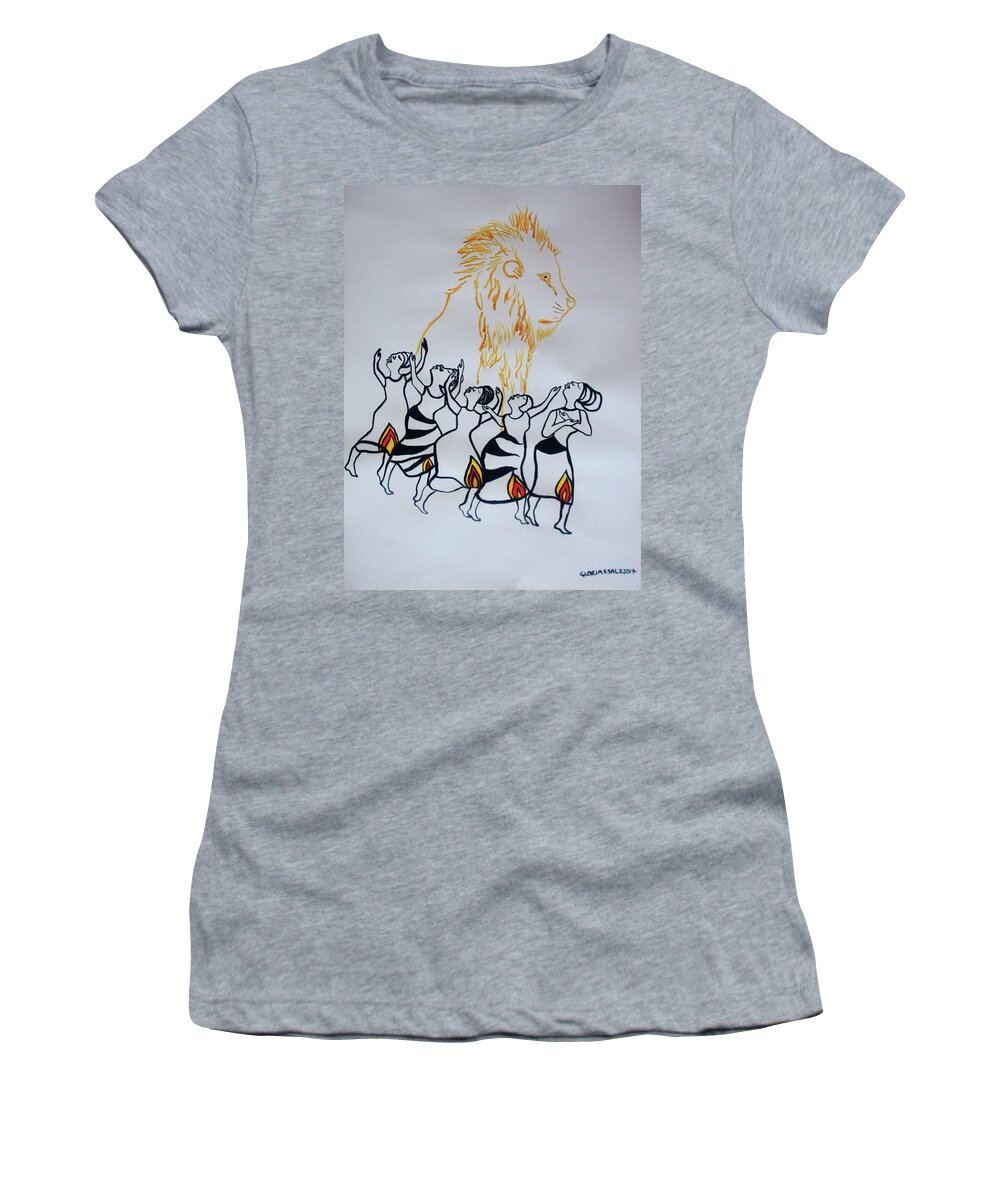 Jesus Women's T-Shirt featuring the painting Five Wise Virgins #29 by Gloria Ssali