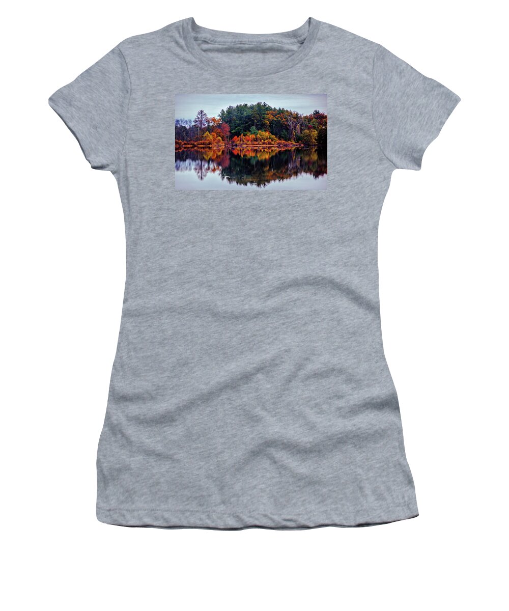 Trees Women's T-Shirt featuring the photograph Autumn reflections #3 by Lilia S
