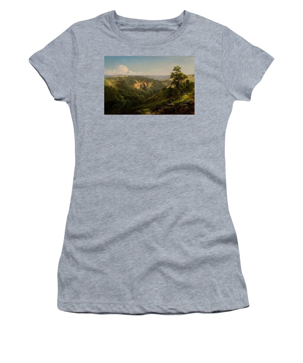 Natural Bridge Women's T-Shirt featuring the painting Natural Bridge by David Johnson