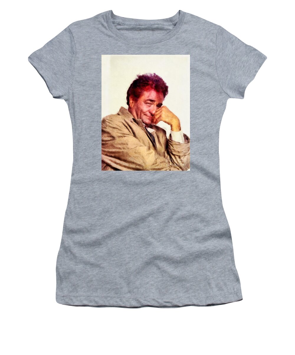 Hollywood Women's T-Shirt featuring the painting Peter Falk, Columbo #3 by Esoterica Art Agency