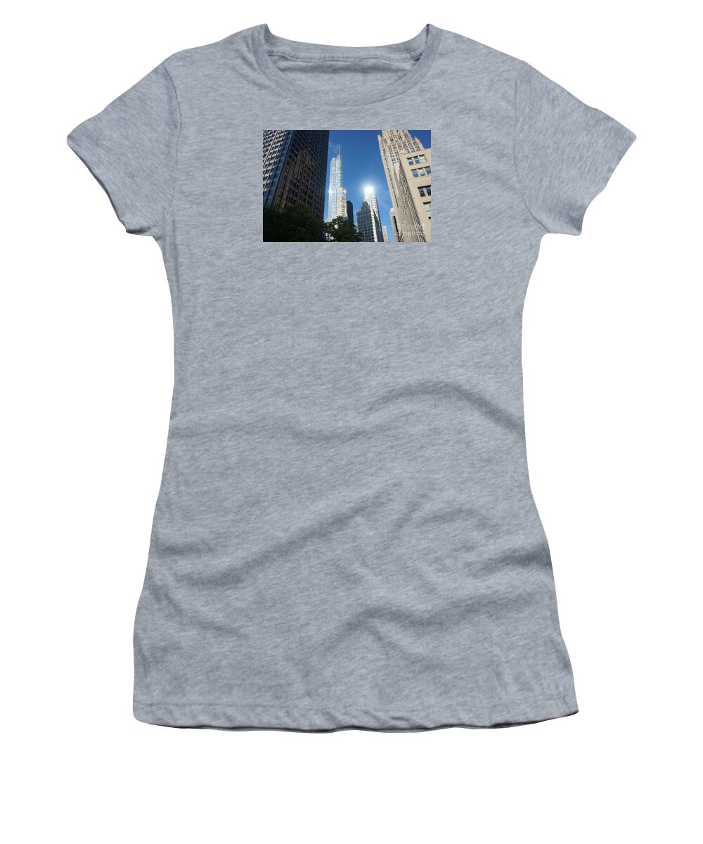 City Of Chicago Landscape - Michigan Lake In Illinois By Adam Asar Women's T-Shirt featuring the painting City of Chicago Landscape - Michigan Lake in Illinois by Adam Asar #30 by Celestial Images