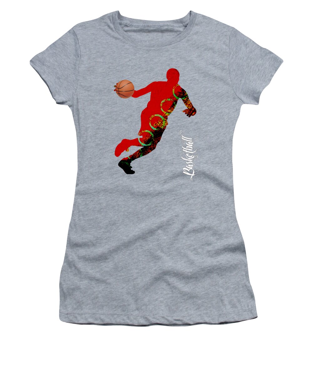 Basketball Women's T-Shirt featuring the mixed media Basketball Collection #4 by Marvin Blaine