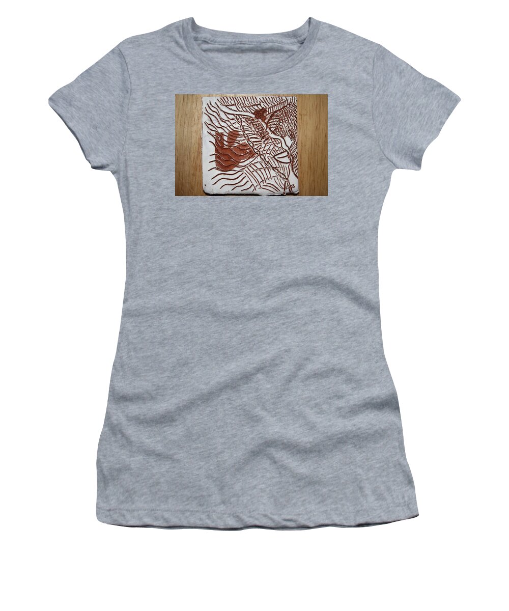Jesus Women's T-Shirt featuring the ceramic art Bliss - Tile #4 by Gloria Ssali