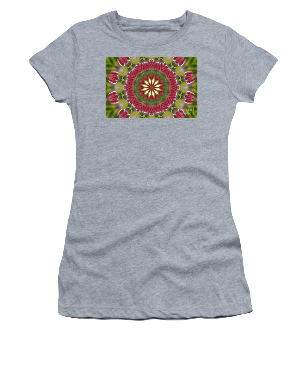 Mccombie Women's T-Shirt featuring the digital art Checkered Lilies Mandala #2 by J McCombie