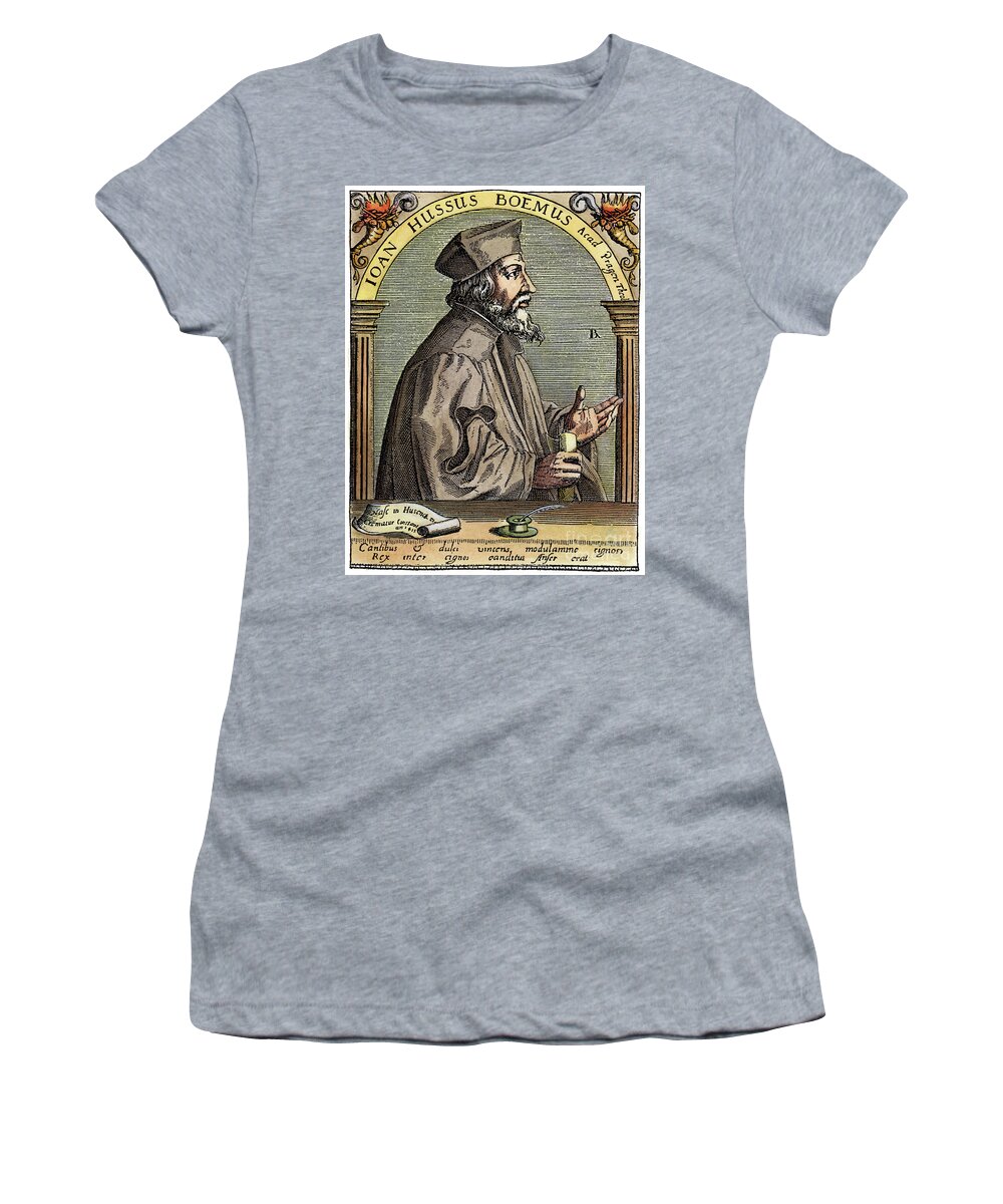 14th Century Women's T-Shirt featuring the drawing JAN HUS, c1369-1415 #4 by Granger