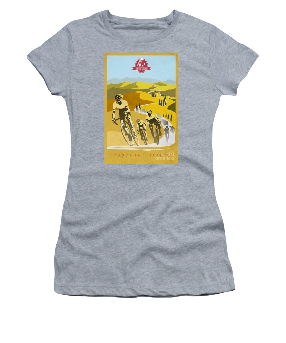 Vintage Cycling Women's T-Shirt featuring the painting Print by Sassan Filsoof