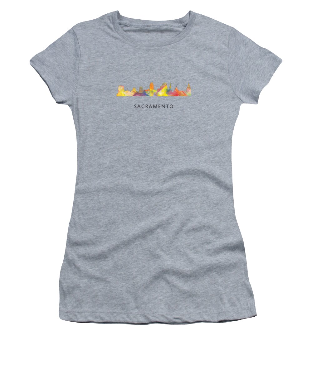 Sacramento California Skyline Women's T-Shirt featuring the digital art Sacramento California Skyline #4 by Marlene Watson
