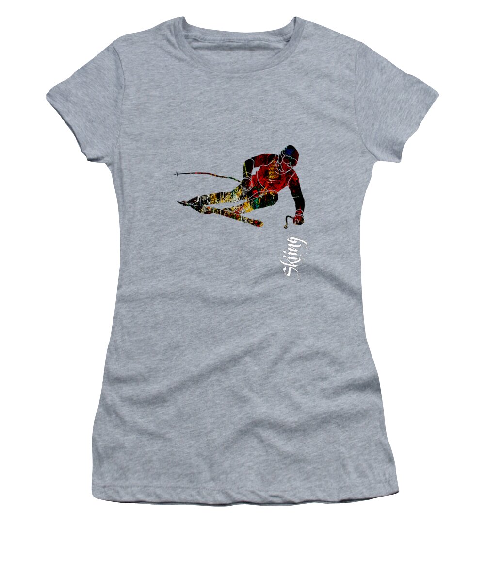 Ski Women's T-Shirt featuring the mixed media Skiing Collection #4 by Marvin Blaine