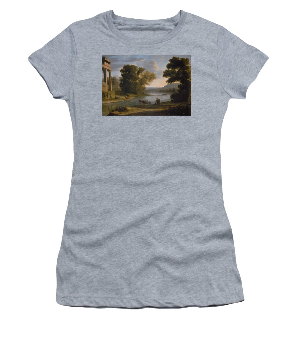 Claude Lorrain Women's T-Shirt featuring the painting The Ford #5 by Claude Lorrain