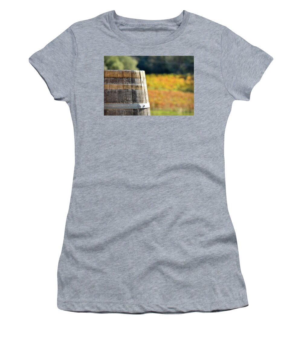 Beer Women's T-Shirt featuring the photograph Wine Barrel in Autumn #4 by Brandon Bourdages
