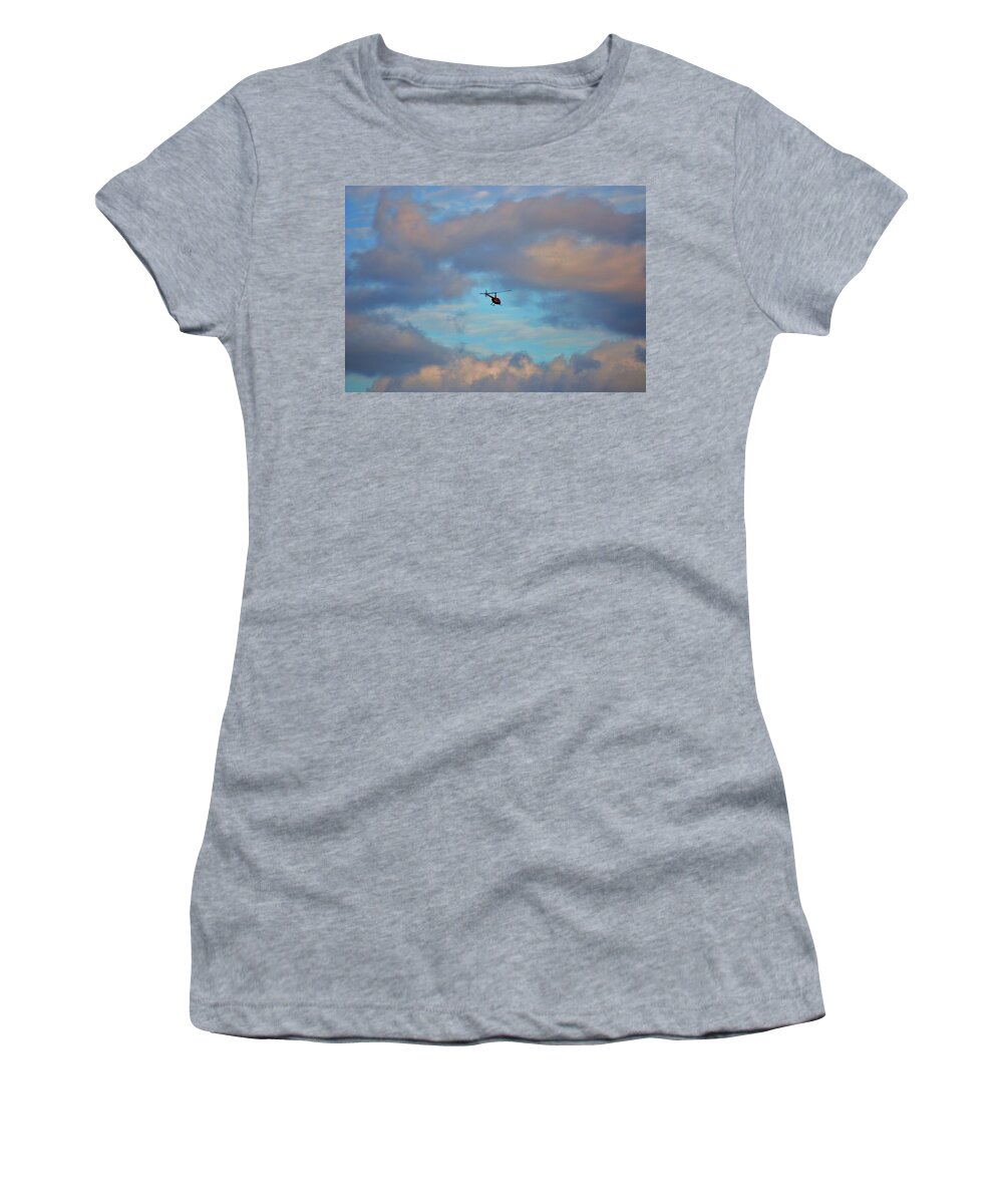 Helicopter Women's T-Shirt featuring the digital art 41- Into The Blue by Joseph Keane