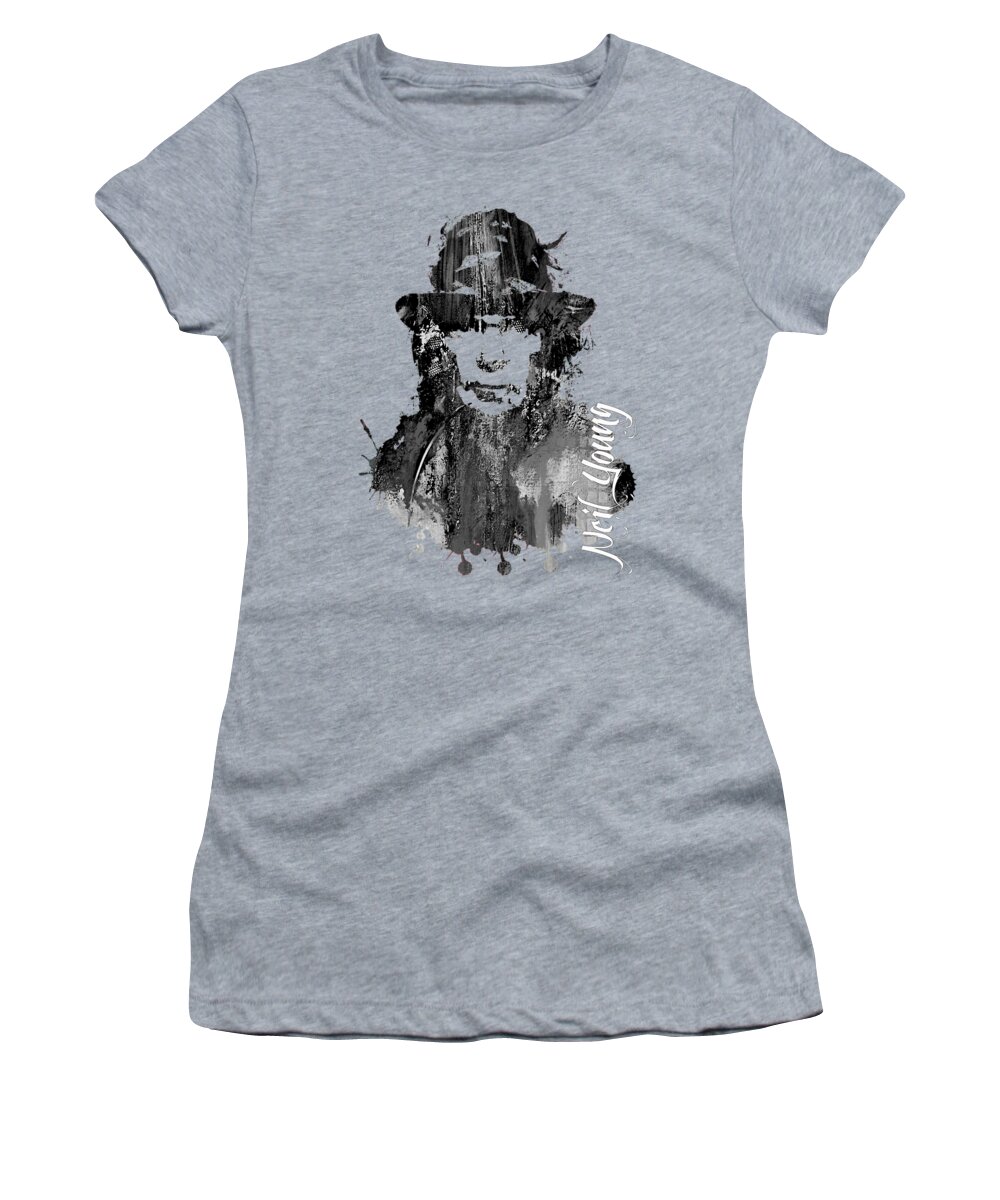 Neil Young Women's T-Shirt featuring the mixed media Neil Young Collection #43 by Marvin Blaine