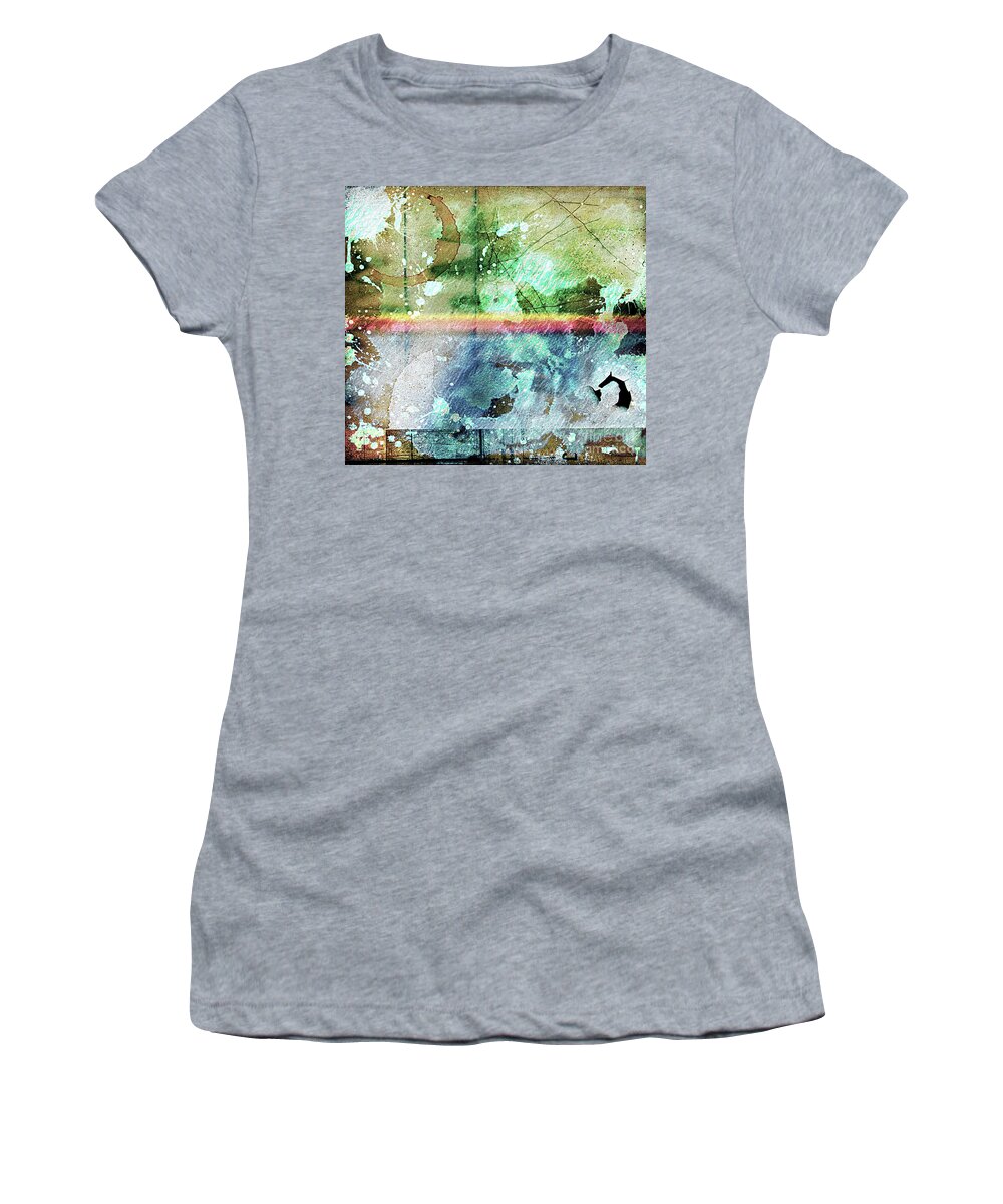 Abstract Women's T-Shirt featuring the digital art 4b Abstract Expressionism Digital Collage Art by Ricardos Creations
