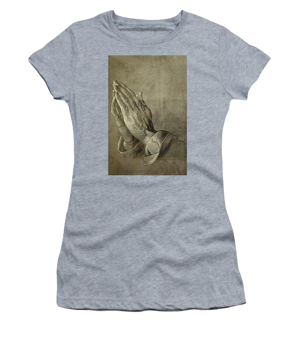 Praying Women's T-Shirt featuring the drawing Praying Hands #11 by Albrecht Durer